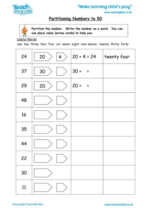 partitioning worksheet|Partitioning within 50 Activity Sheet .
